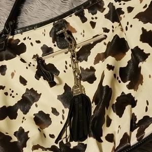 Cow Print Large Leather Bag
